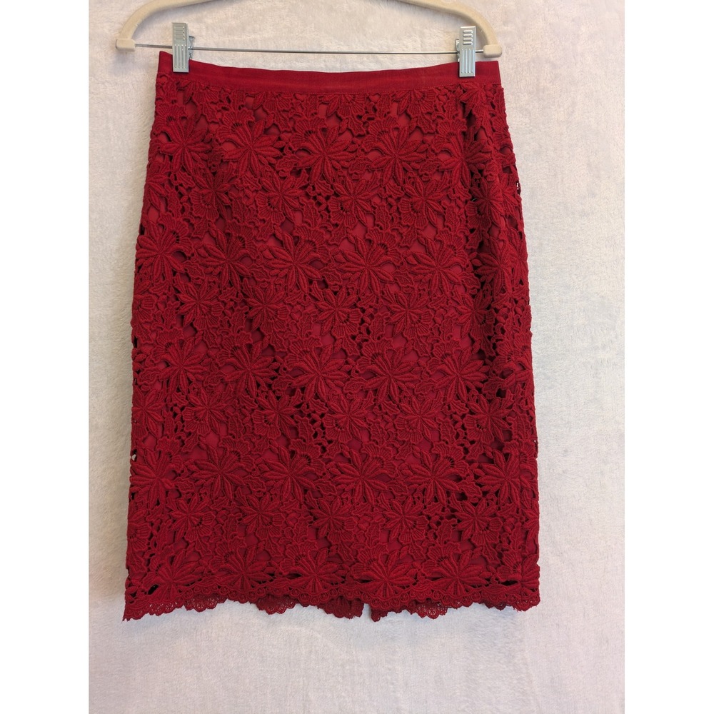 Talbots Women's Red Lace Pencil Skirt Size 4 Business Casual Office‎